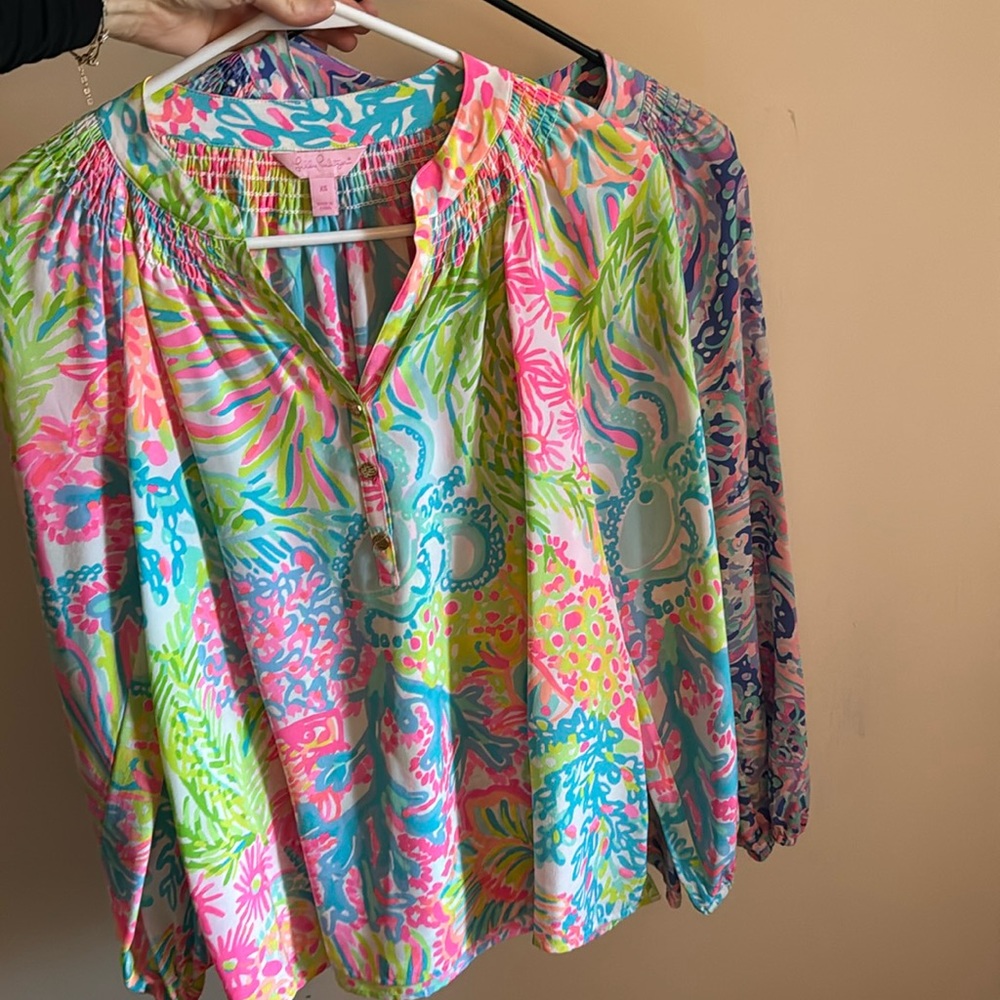 Lilly Pulitzer Multicolor Floral Print Peasant Blouse